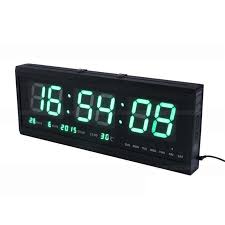 Led clock high quality digital wall mounted clock with jump second for home decoration reloj big size clock new arrivals amazon. Walfront Large Digital Wall Clock Digital Large Led Number Display Clock Desk Wall Clock With Calendar Temperature Display Green Walmart Canada