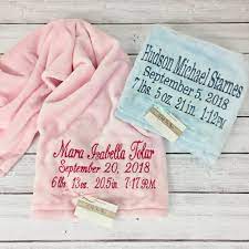 Baby Blanket With Full Name Birth Date Weight Inches Time Etsy