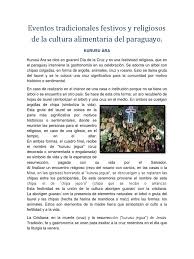 Un día que debería estar acompañado de arcoiris y colores felices, puede ser recordado históricamente como un día teñido totalmente de rojo, y tu ¿que piensa. Alimentacion Y Religiosidad Del Paraguay Pascua De Resurreccion Nochebuena