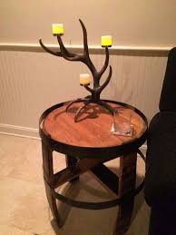 A Full Bourbon Barrel Head Makes A Great Table Top This Table Features All The Beauty Of The American Oak Ken Barrel Furniture Bourbon Barrel Furniture Barrel