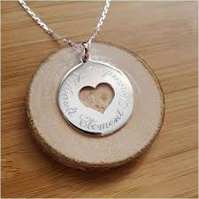 Collier Chaine Medaille Coeur Personnalisee Gravee En Argent Mini Pendentif Bijoux Personnalises Collier