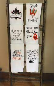 ** to make this thanksgiving diy kid's art towel see my tutorial how to turn kid's art into a tea towel this kids drawing tea towel would also be an excellent thanksgiving hostess gift or gift for. Fall Thanksgiving Kitchen Towels Flour Sack Tea Towels Serviettes De Cuisine Sacs De Farine Cuisine