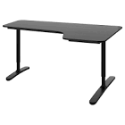 BEKANT Right-hand corner table top, black stained ash veneer63x43 1/4 