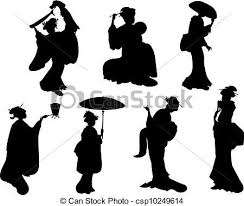 Black And White Kimono Clipart Vector Clip Art Of Geisha In Kimono Silhouettes Csp10249614 Search Clipart Illustration Drawings And Eps Vector Graphic Geisha Geisha Girl Japanese Geisha