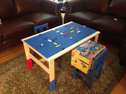 Diy Lego Table Table And Chairs From Ikea Lego Plates And Liquid Nails Just A Tip A Little Liquid Nails Goes A Lon Lego Table Diy Geek Furniture Lego Room
