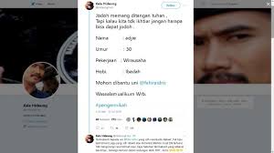 Aplikasi cari pasangan ini memudahkan anda untuk berkenalan dengan seseorang yang berada di seluruh dunia. Pria Cari Jodoh Minta Di Retweet Pejabat Hobinya Ibadah