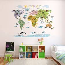 Wandsticker Weltkarte Kinder Geographie Tierwelt Spielerisch Erlernen Mit Der Wandtattoo Wandstic Kinder Zimmer Kinderzimmer Ideen Fur Madchen Kinderzimmer