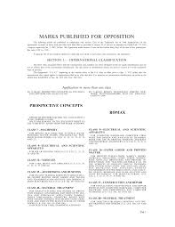 MARKS PUBLISHED FOR OPPOSITION