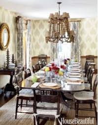 Beautiful Dining Room With Paisley Wallpaper Unique Chandelier And Mix And Match Accessories Dining Room Inspiration Beautiful Homes Design