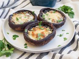 These Baked Portobello Mushrooms Are Easy To Prepare And Packed With Delicious Cheese Baked Portobello Mushrooms Stuffed Mushrooms Portobello Mushroom Recipes