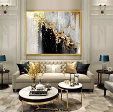 Oil Painting Original Oil Painting Abstract Modern On Canvas Golden Leaf Large Wall Handmade Art By Victoria S Art Design Living Room Decor Apartment Gold Living Room Glam Living Room