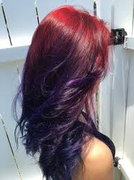 Ombre Starting With Red Violet Into Purple Then Deep Blue Hair Colors Fun Abstract Colors For A Brunette This Su Hair Color Blue Creative Hair Color Blue Hair