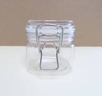 4-Pack 400ml (13.5oz) Clear PET Plastic Square Bottom Storage Jars w/ Clasp