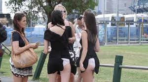 Girls with dresses tucked into their undies. Awkward. - YouTube