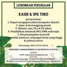 Ada perusahaan yang sedang membuka kesempatan lowongan kerja di daerah tegal, electrical engineer, operator, general sewing data (gsd) staff dan banyak lagi melalui indeed.com. Lowongan Kerja Kasir Dan Spg Toko Fashion Dan Accessories Atmago