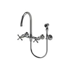 Bridge kitchen faucets feature a horizontal bar connecting hot and cold water handles to the spout. Rubinet Wall Mount Kitchen Bridge Faucet With Hand Spray Cross Handle Best Pricing Free Shipping