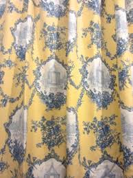 Pair Thomasville Yellow Blue French Country Toile Cotton Shower Curtains Yellow Bedroom Deer Bedroom Decor Beach Bedroom Decor
