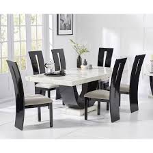 Allie Marble Dining Table In White Black With 6 Ophelia Chairs Furniture In Fashion In 2020 Dining Table Marble Marble Top Dining Table Dining Table Design Modern
