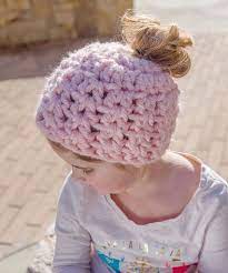 Childs Messy Bun Hat Messy Bun Hat Crochet Bun Hat Crochet Pattern Messy Bun Hat Crochet Pattern