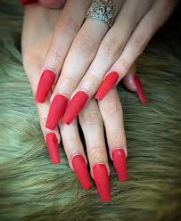 Matte Red Coffin Shaped Nails Nail And Manicure Trends These coffin nails are painted in a bold matte blue.
