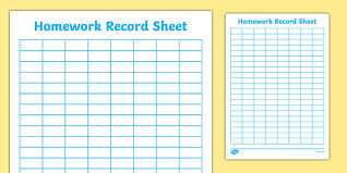 Free Editable Homework Record Chart Howework Record