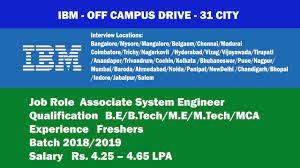 Ibm Off Campus Drive For Associate System Engineer B E B Tech M E M Tech Mca Across India Youtube