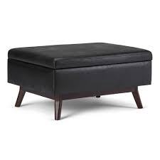 Frequently made of animal skin, leather and metal, all black leather coffee tables available were constructed with great care.there are 37 antique and vintage black leather coffee tables for sale at 1stdibs, while we also have 25 modern editions to choose from as well. 34 Ethan Coffee Table Storage Ottoman Distressed Black Wyndenhall Target