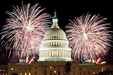Fireworks over the US Capitol, AI generated