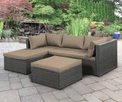 Wilson Fisher Brook Gray All Weather Wicker Sectional Ottoman With Cushions Big Lots In 2020 Wicker Sectional Sectional Ottoman Patio Furniture Collection