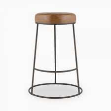 These unique bar stools work well in industrial style kitchens or rustic breakfast nooks. Rustic Metal Austen Kitchen Stool With Upholstered Seat Modern Bar Stools