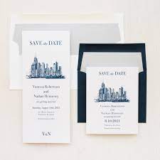 Chicago Skyline Save The Dates Beacon Lane Wedding Invitations Chicago Save The Date Save The Date Wedding Invitations