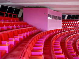 This Is The Auditorium Of Herlev Hospital Copenhagen The Hospital Is Colourful Throughout Thanks To Poul Gernes Who U Colorful Interiors Hospital Auditorium