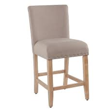 24 Upholstered Counter Height Barstool With Nailheads Tan Homepop Homepop Counter Stools Bar Stools