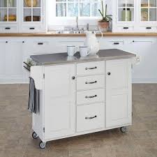 white kitchen cart with snless