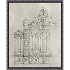 Iron Gate Design I Framed Drawing Print Iron Gate Design Gate Design Drawing Prints