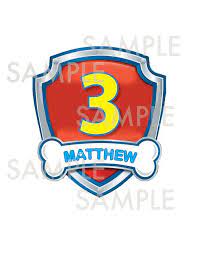 Paw Patrol Birthday Party Shield Personalized With Name And Age Printable Paw Patrol Badge Paw Patrol Birthday Paw Patrol Birthday Party