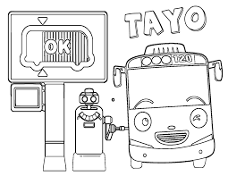A huge number of free printable bus coloring pages for kids from kidsfront. Tayo The Little Bus Coloring Pages Tv Film Tayo Filling Up With Gas 2020 08387 Coloring4free Coloring4free Com