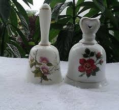 Two Porcelain China Bells Crown Staffordshire Tibet England Floral Oriental 5 99 China Bell Hand Painted Flowers Bells