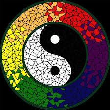 Completed Yin Yang Strong Mosaic Mandala Kit Created In Ceramic Tiles Design By Brett Campbell Mosaics Mosaic Patterns Mosaic Art Mosaic