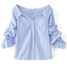 Black And White Striped Off The Shoulder Long Sleeve Top Off Shoulder Single Breasted Blouse 27 Liked On Polyvore Featuring Tops Blouses Button Top Long C Long Length Shirts Shoulder Shirts Off Shoulder Shirt