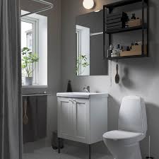Das badezimmer ist eines der zimmer im haus, in seinem täglich viel verkehr herrscht, ob von familienmitgliedern oder gästen. Enhet Tvallen Badezimmer Set 11 Tlg Weiss Rahmen Anthrazit Lillsvan Mischbatterie Ikea Deutschland
