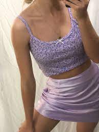 Romantic Lavender Flowers Tank Top Outfit Jeans Stitch Fix Floral Tank Bow Knot Aesthetic Summer Cropped Tank Ouf Fashion Inspo Outfits Clothes Fashion Outfits