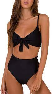 Amazon Com Blooming Jelly Women S High Waisted Bikini Set Tie Two Piece Swimsuit Cute Bat Bikini Set High Waist Womens High Waisted Bikini High Waisted Bikini