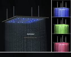 Buy Juno 24 Oil Rubbed Bronze Square Color Changing Led Rain Shower Head At Bathselect Rain Shower Rain Shower Head Shower Heads