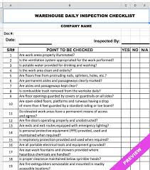 Fire extinguisher daily check list pdf : Workshop Safety Daily Checklist Template