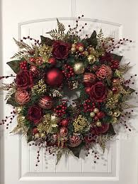 Christmas Wreath Winter Wreath Elegant Christmas Holiday Wreath Evergreen Wreath Red And Gold Wreath Holiday Decor Christmas Decor Christmas Wreaths Diy Christmas Wreaths Winter Wreath
