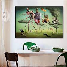 5.how did the djinn punish the camel? Salvador Dali Wall Art Poster Prints Man Pig Camels Canvas Painting Wall Pictures For Living Room Classic Art Cuadros Decoration Painting Calligraphy Aliexpress