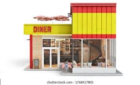 Serve customers quickly, making them happy and keep them coming back for more. Small Bright Diner Red Yellow Tones Stock Illustration 1768417805
