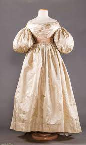 Pale Beige Silk Damask Wedding Gown Ca 1835 Historical Dresses Damask Wedding Gown Vintage Dresses