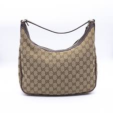Sac Porte Epaule En Toile Guccissima Et Cuir Shoulder Bag Beige Hobo